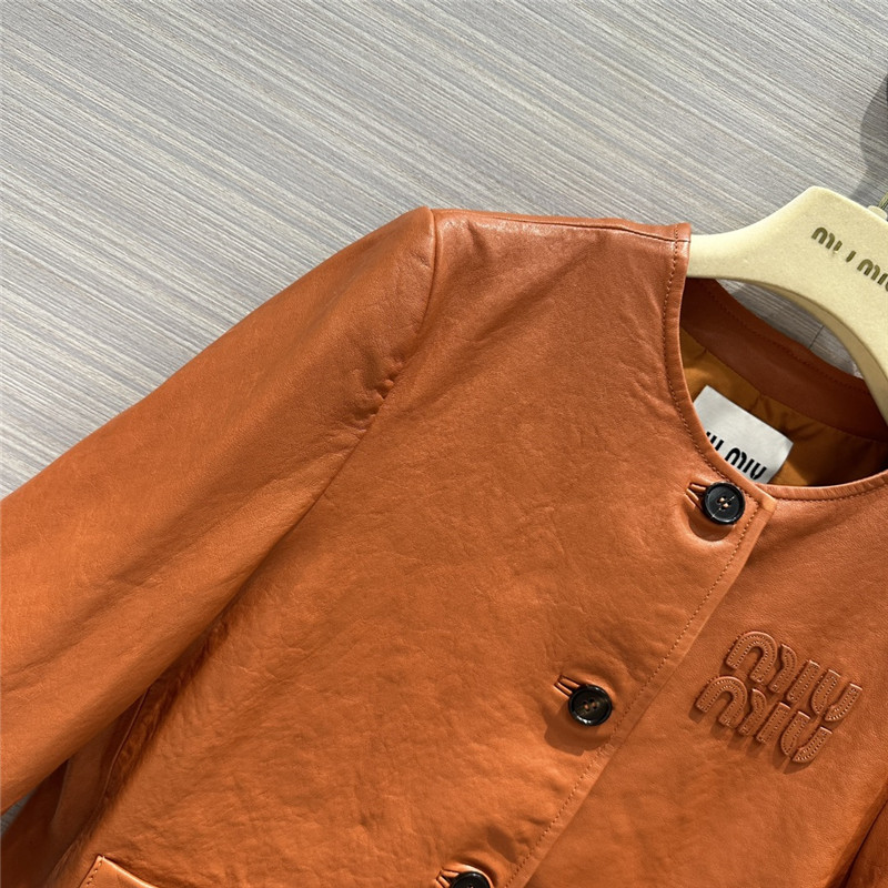 miumiu preppy leather jacket