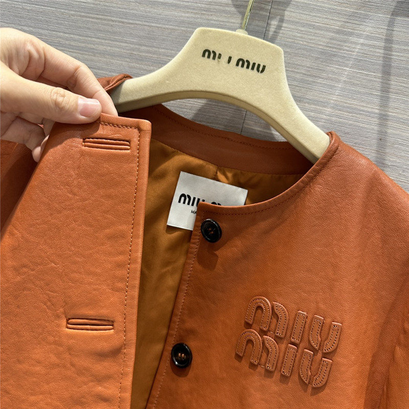 miumiu preppy leather jacket