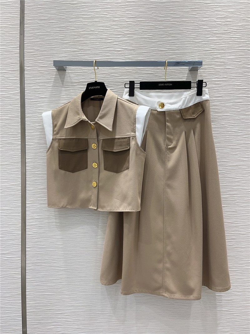 louis vuitton LV sleeveless top vest + skirt suit