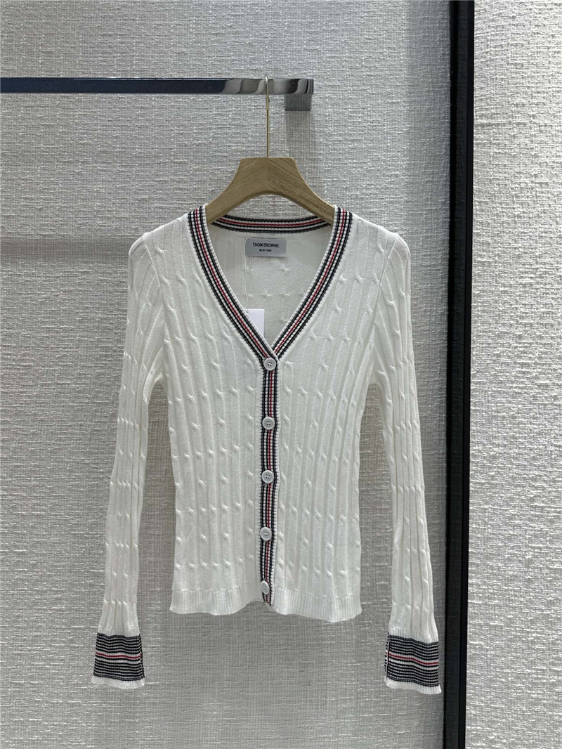 Thom Browne 16-Gauge White Knitted Cardigan