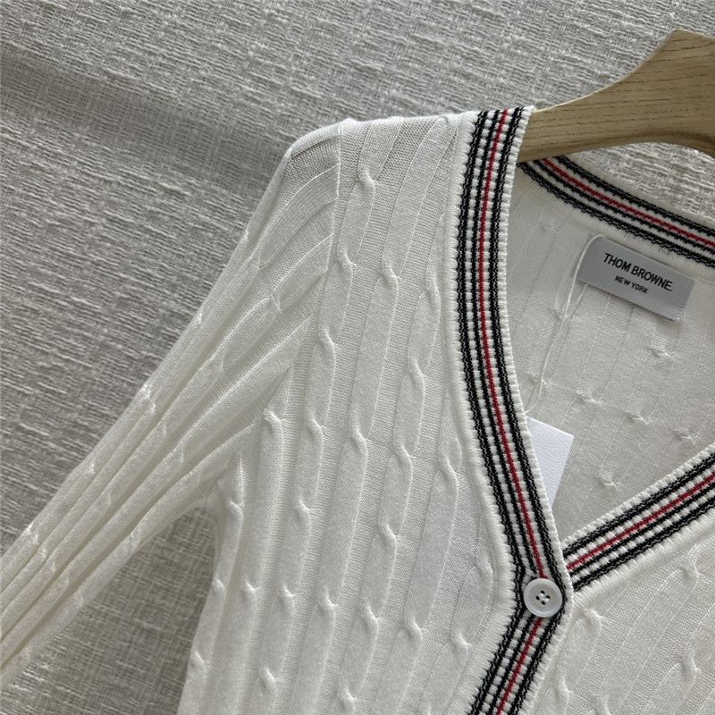 Thom Browne 16-Gauge White Knitted Cardigan