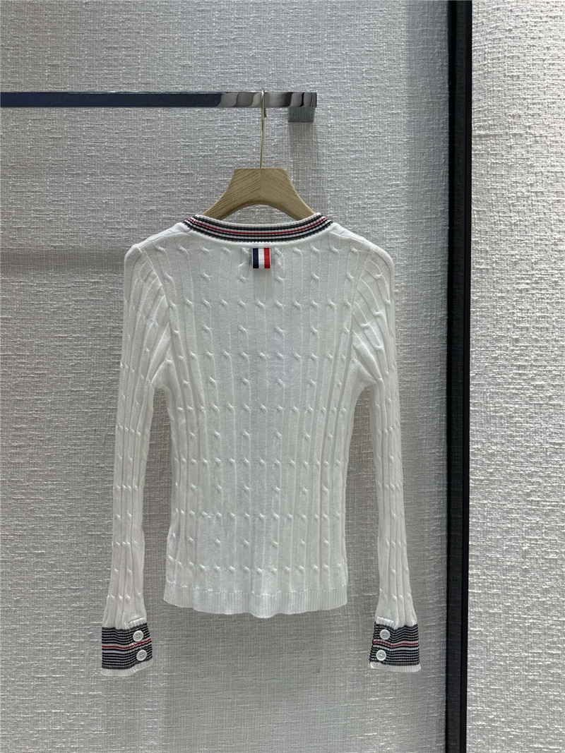 Thom Browne 16-Gauge White Knitted Cardigan
