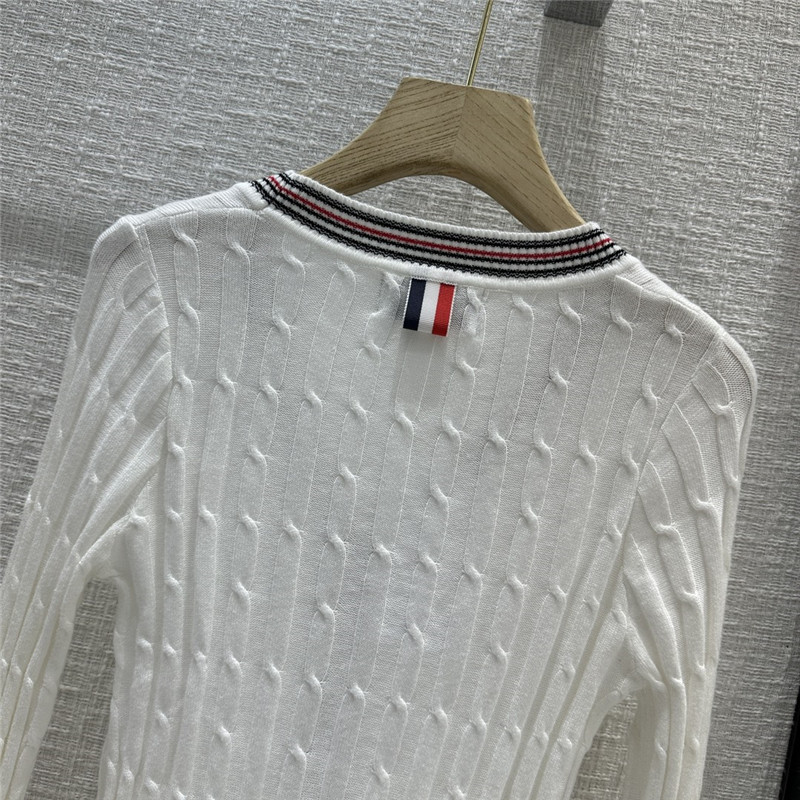 Thom Browne 16-Gauge White Knitted Cardigan