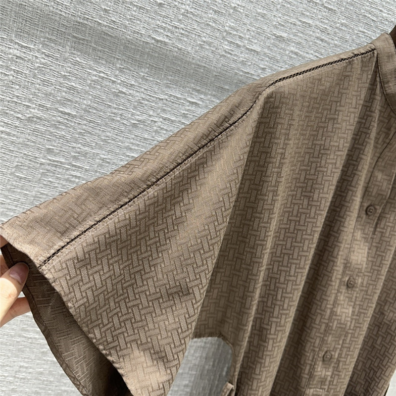 H**me5 h dark pattern jacquard small stand collar dress