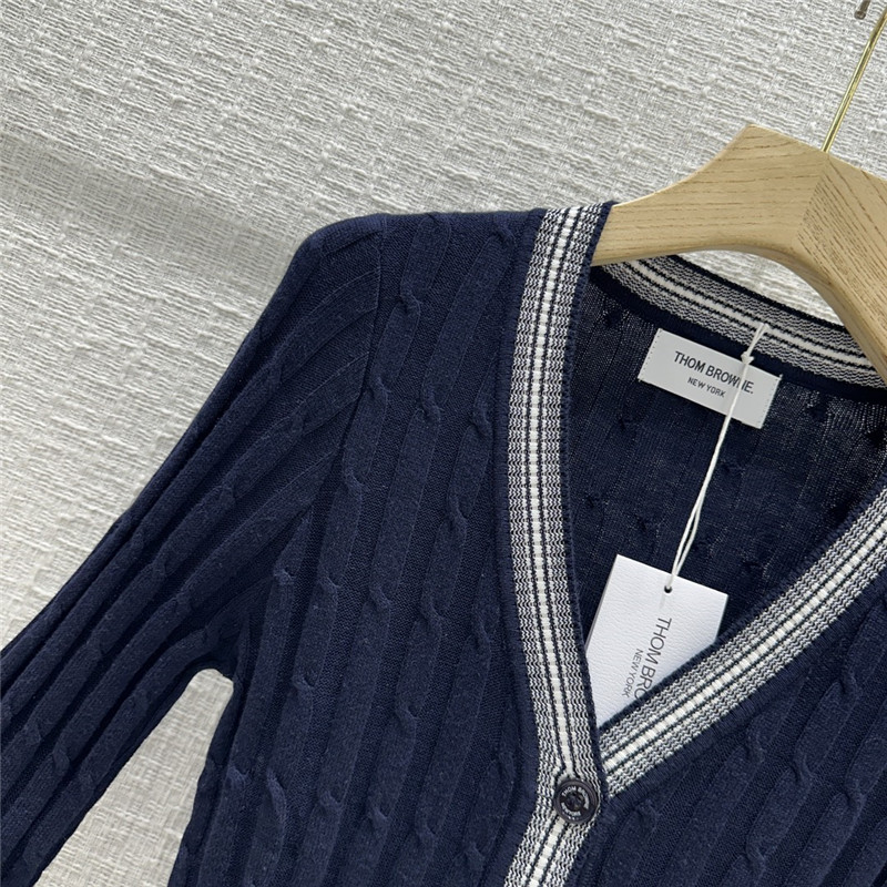 Thom Browne 16-Gauge Navy Knitted Cardigan