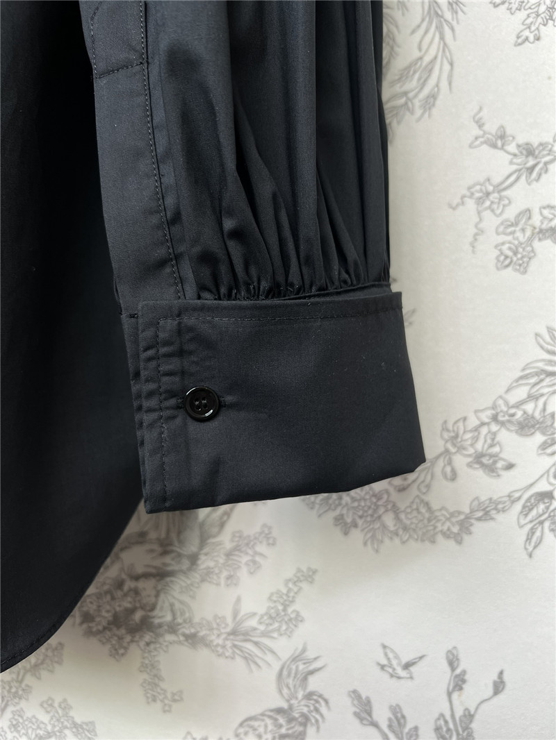 D10r butterfly embroidered stand collar puff sleeve shirt