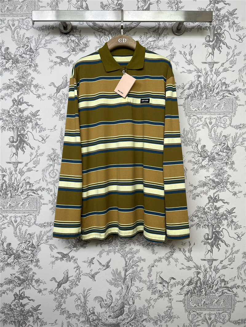 miumiu new Polo collar striped long sleeves