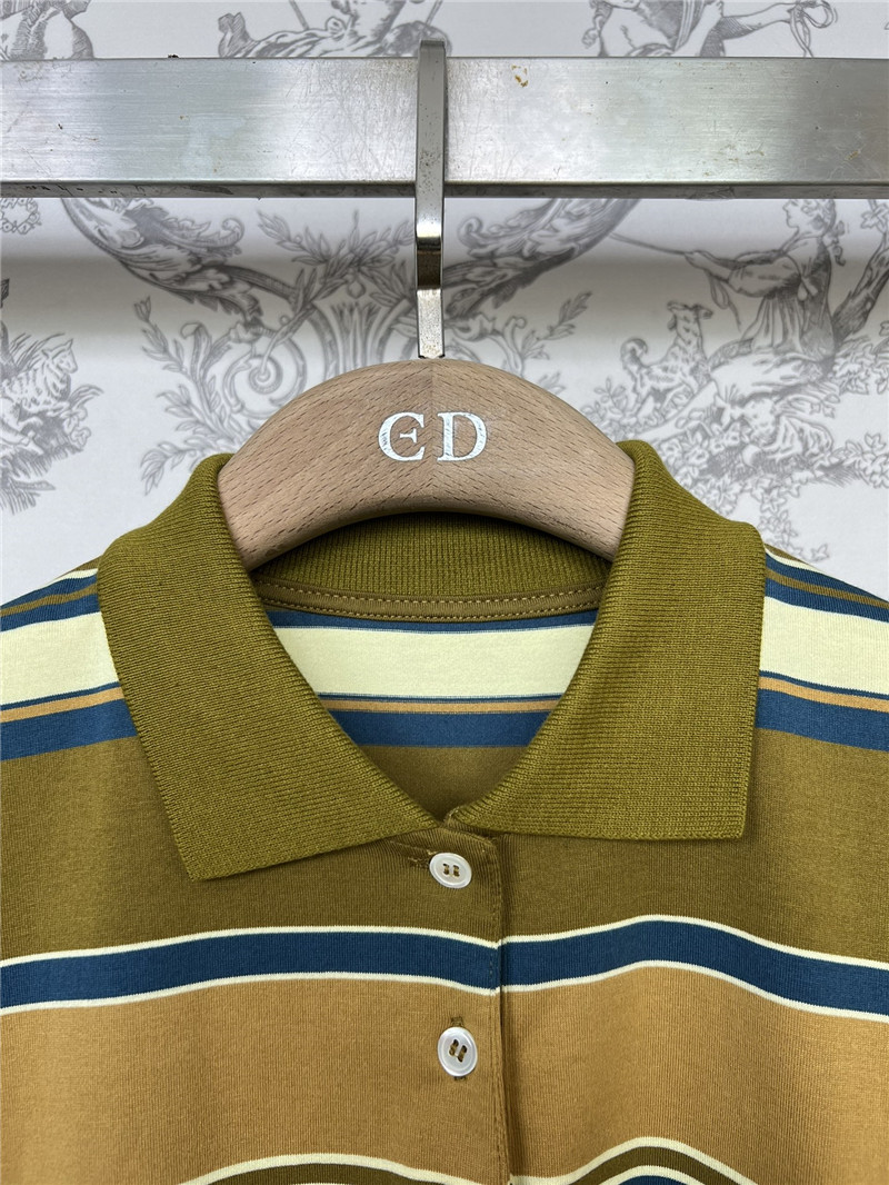 M1um1u new polo collar striped long sleeves