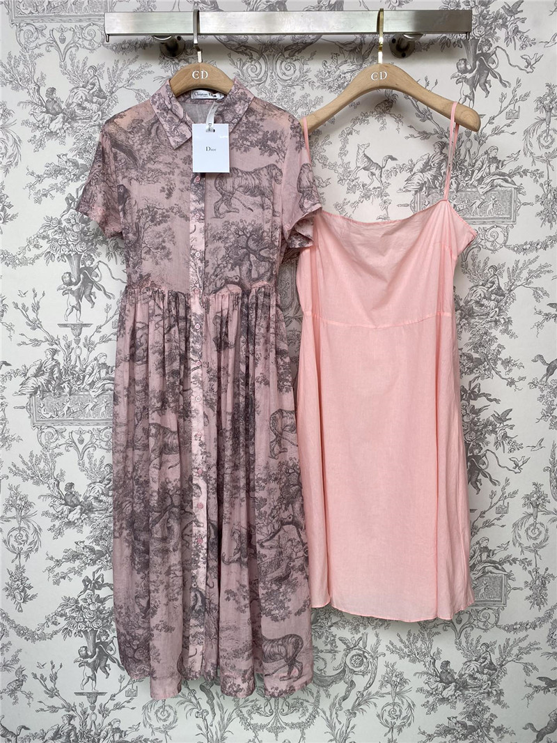 dior lapel short sleeve animal long dress