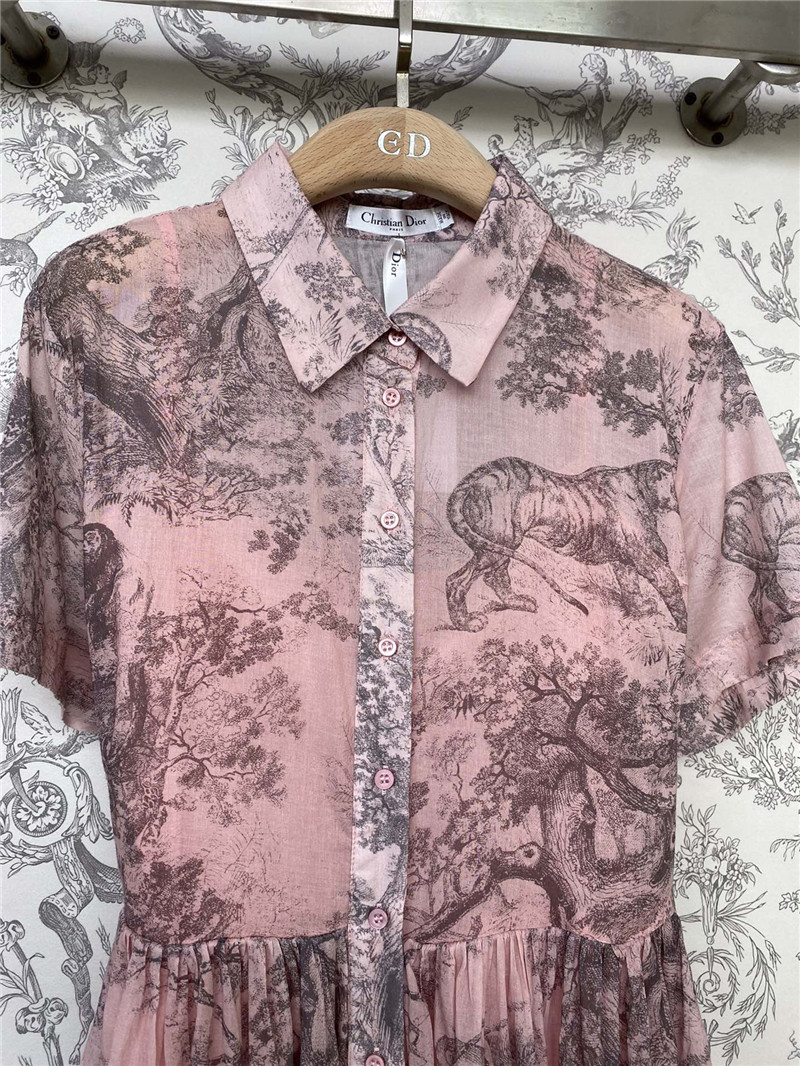 D10r lapel short sleeve animal long dress