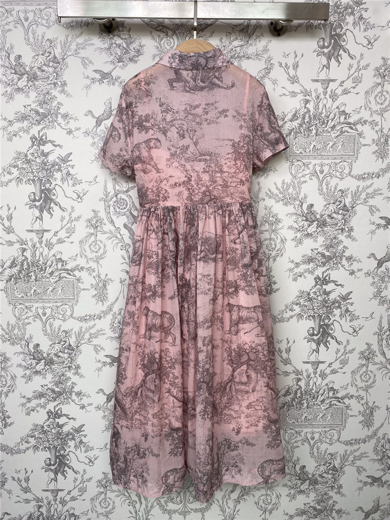 D10r lapel short sleeve animal long dress