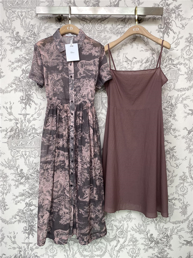 dior lapel short sleeve animal long dress