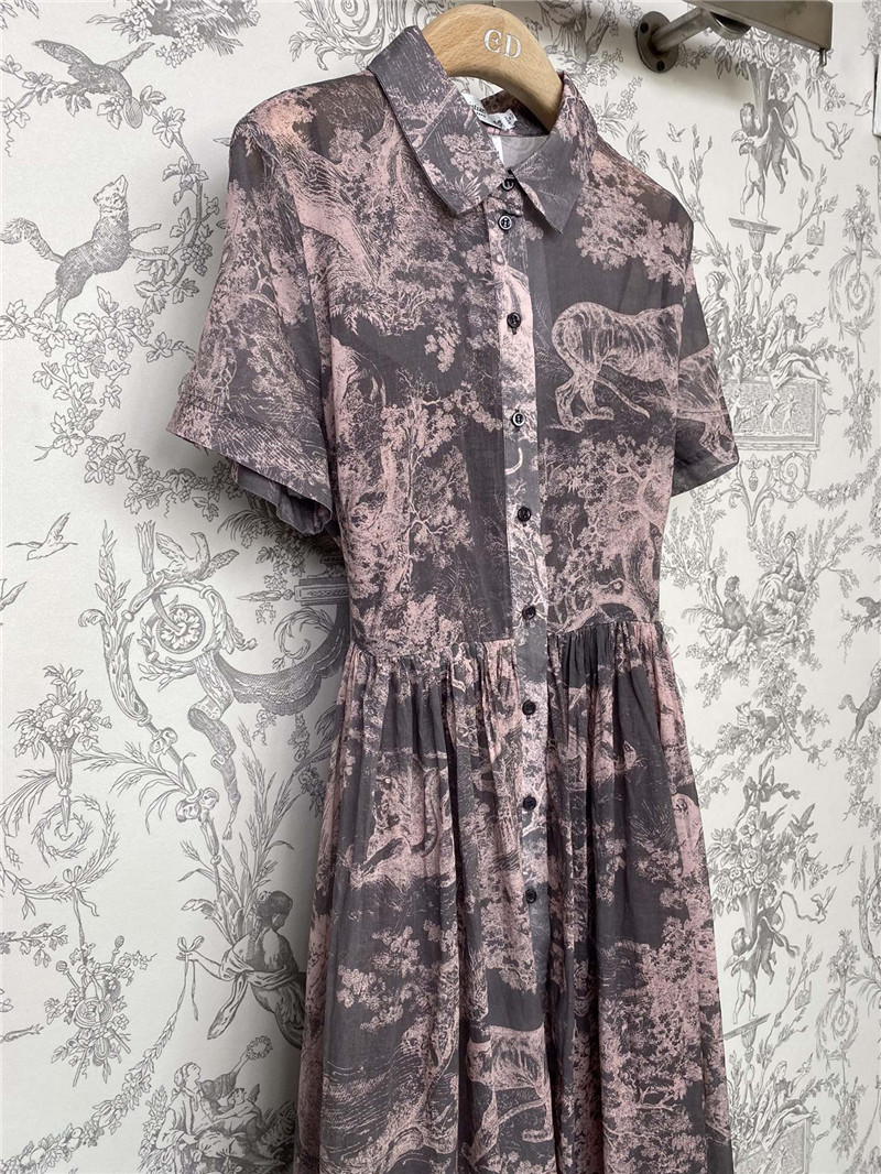 D10r lapel short sleeve animal long dress