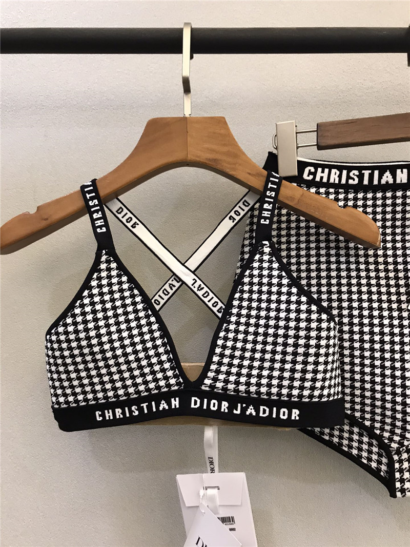 D10r classic houndstooth cross-over swimsuit with straps