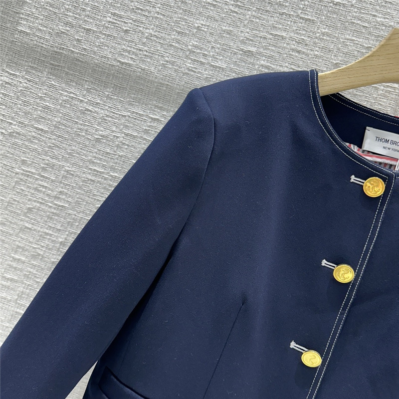 Thom Browne round neck gold button jacket