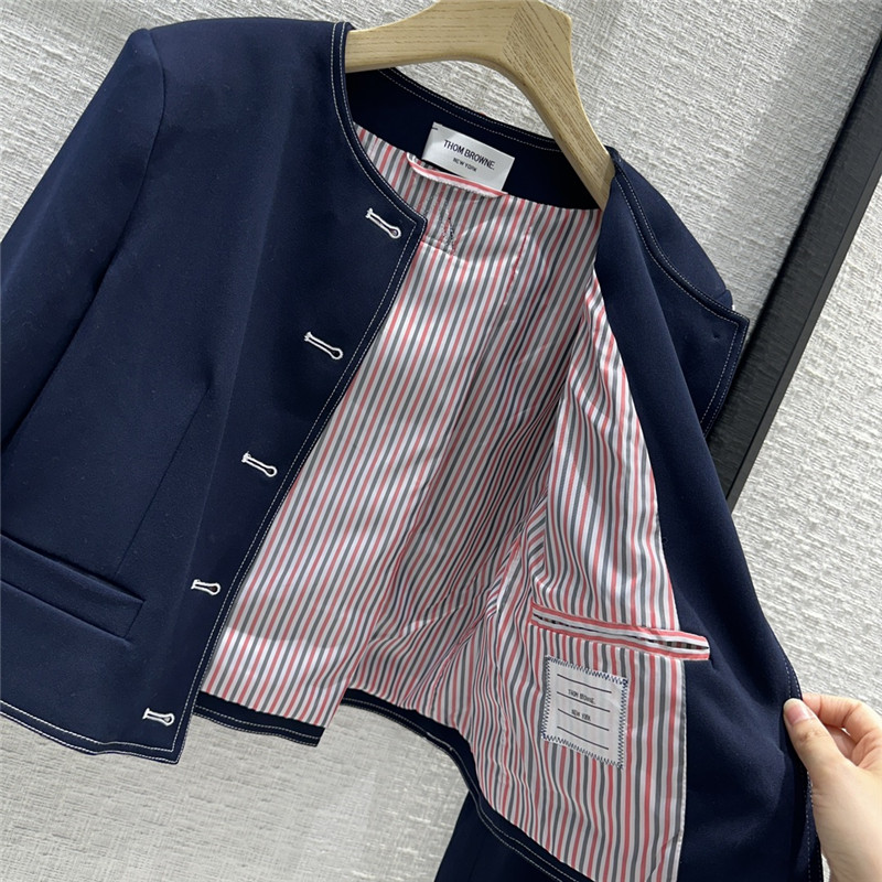 Thom Browne round neck gold button jacket