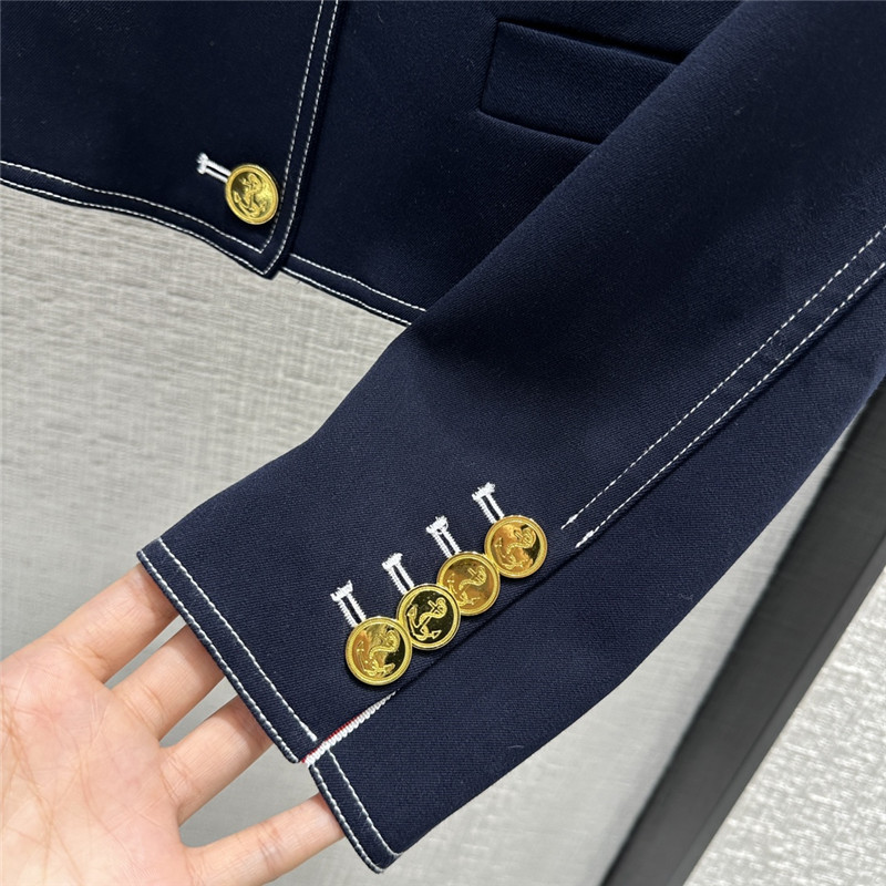 Thom Browne round neck gold button jacket