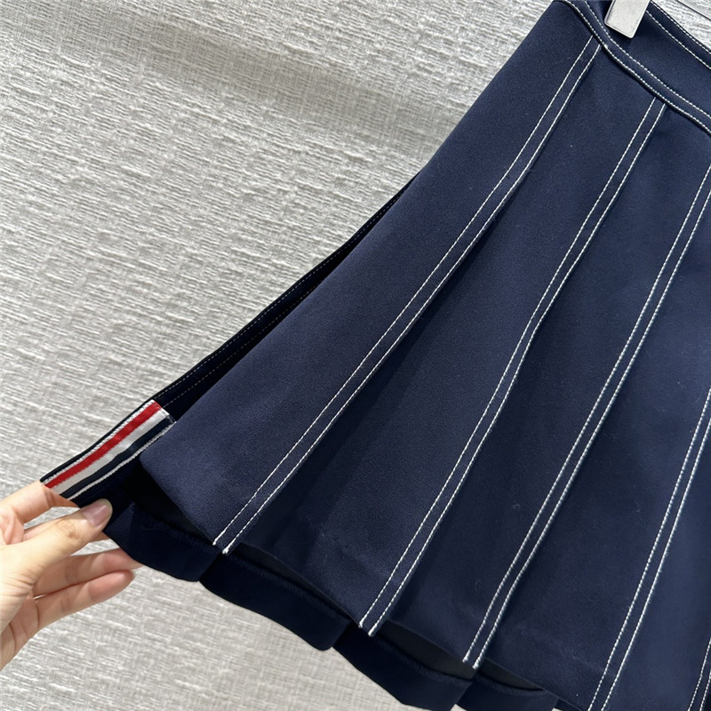 Thom Browne topstitched pleated short skirt
