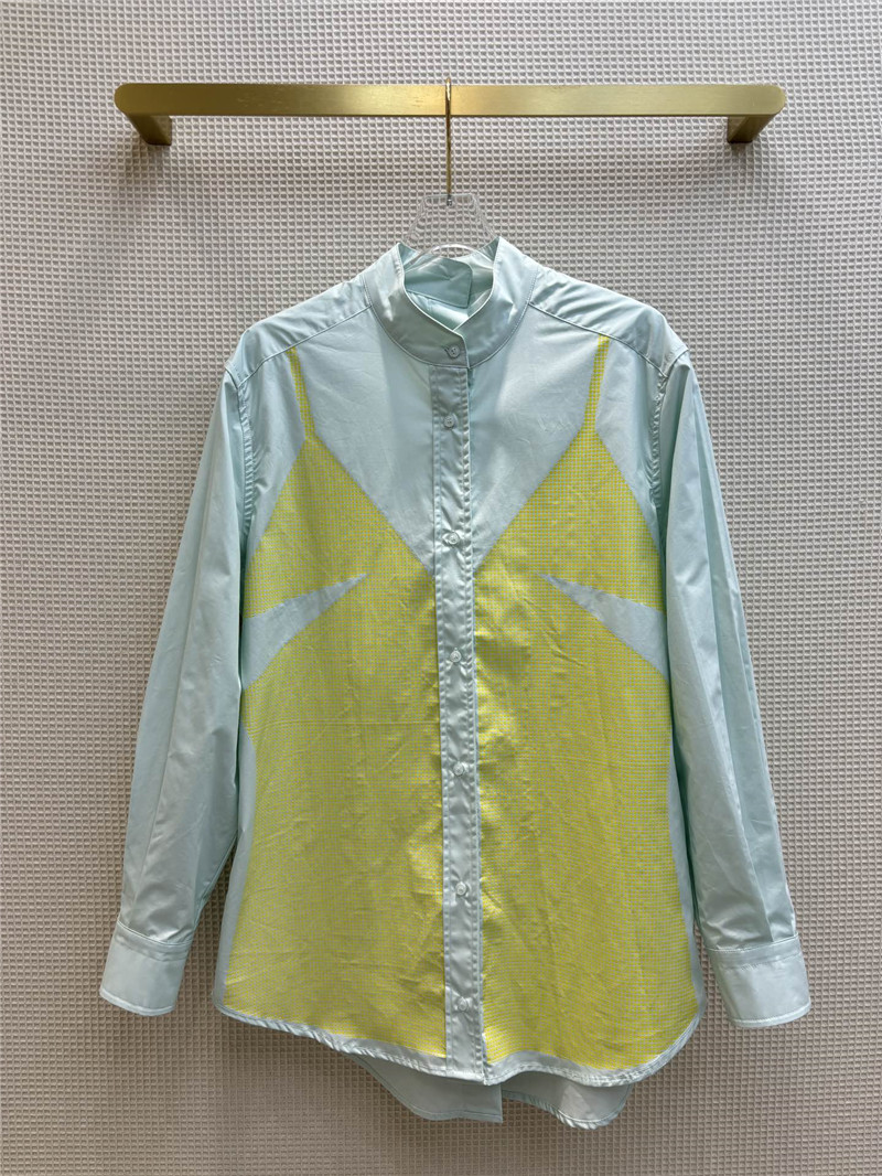 fendi fake two piece offset printed pattern stand collar shirt