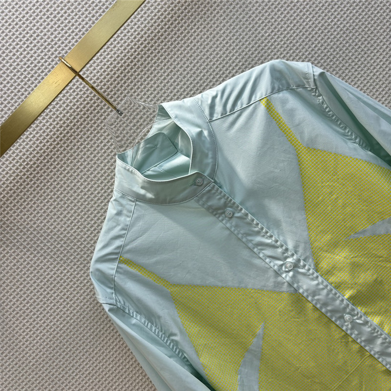 F**di fake two piece offset printed pattern stand collar shirt