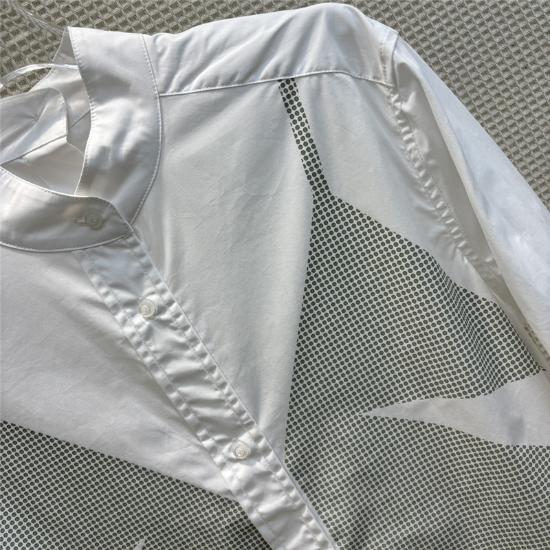 F**di fake two piece offset printed pattern stand collar shirt