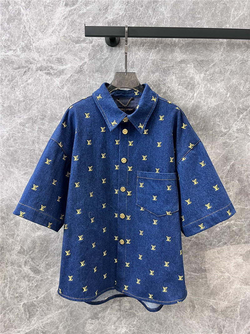 louis vuitton LV denim short sleeve shirt