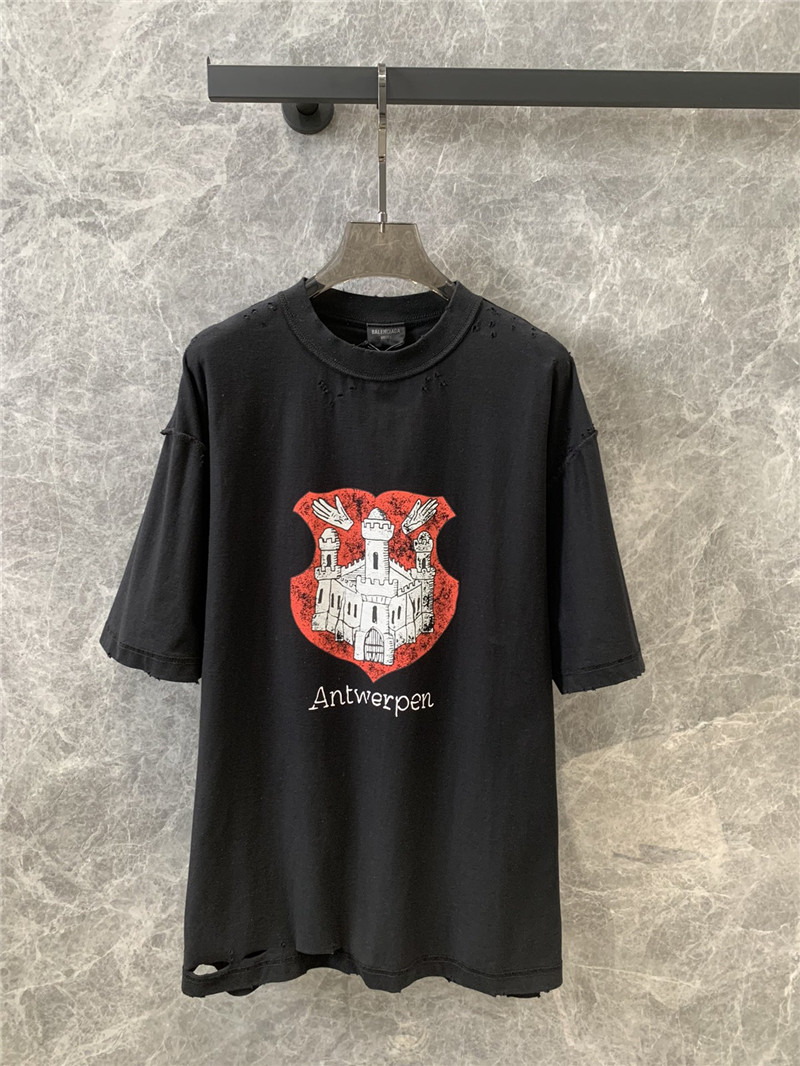 Balenciaga Antwerp castle destruction printed short-sleeved T-shirt