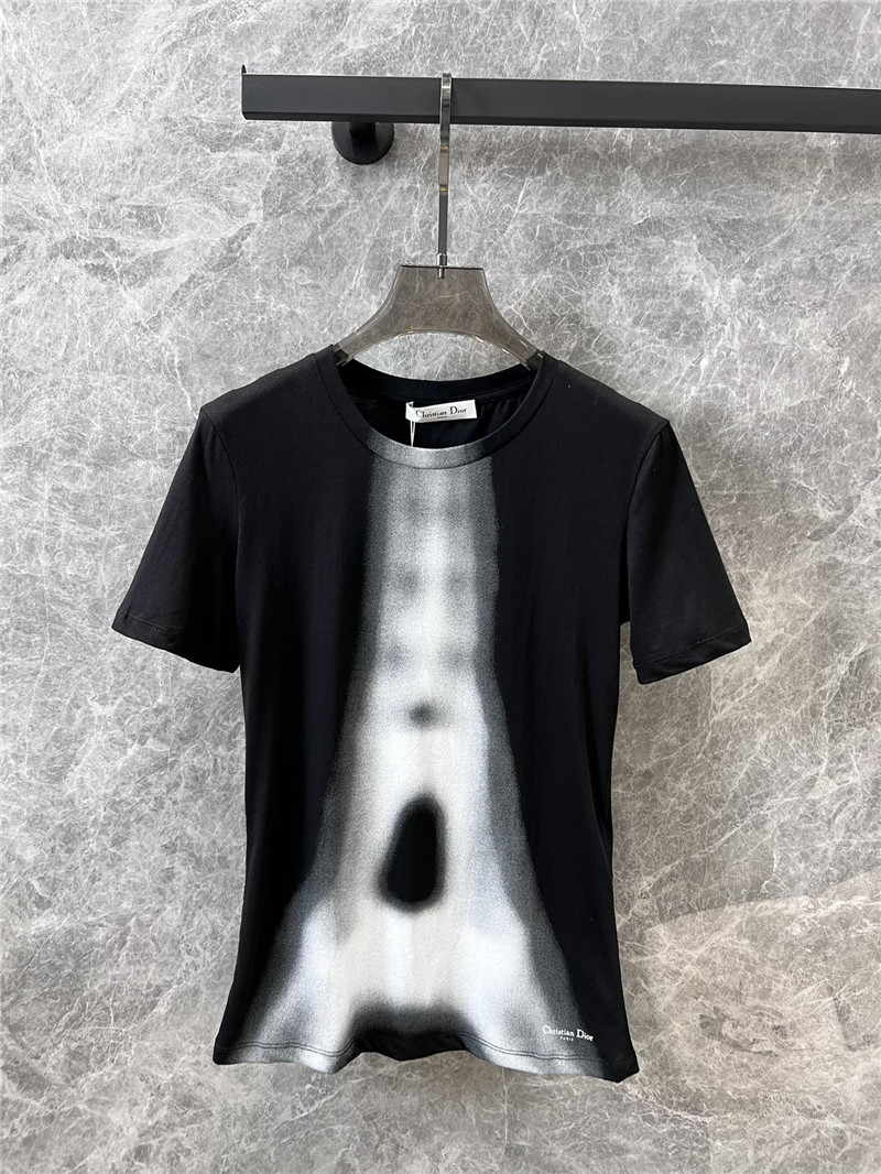 dior Eiffel Tower printed round neck short-sleeved T-shirt