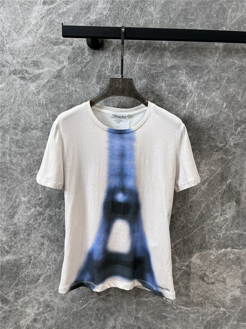 dior Eiffel Tower printed round neck short-sleeved T-shirt