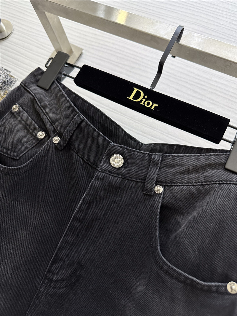 dior logo embroidered hem straight jeans