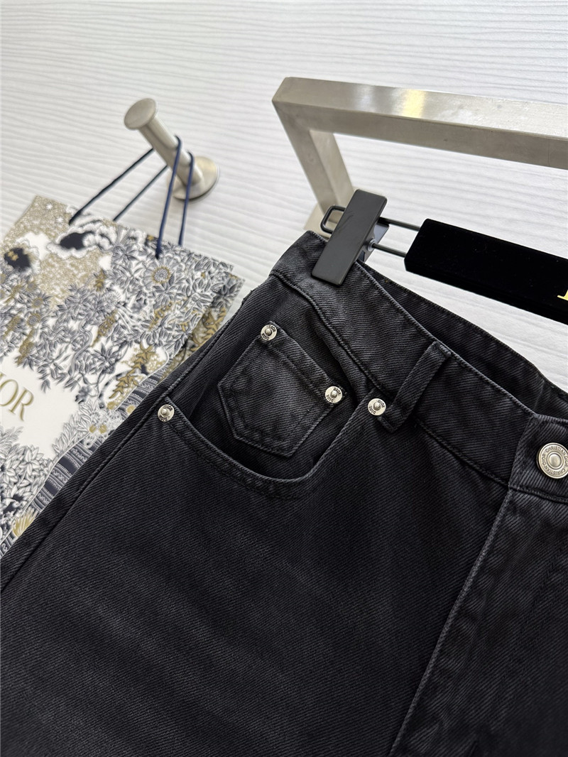 dior logo embroidered hem straight jeans