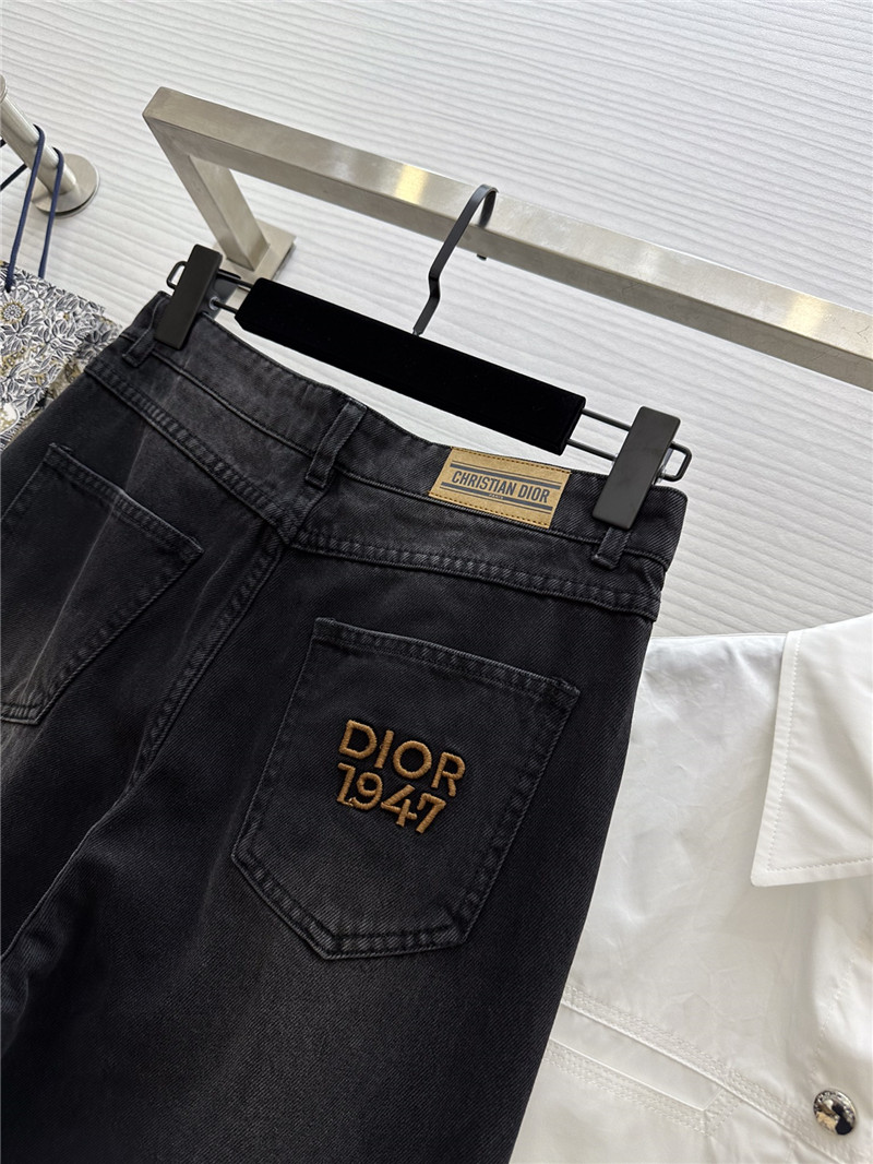 dior logo embroidered hem straight jeans