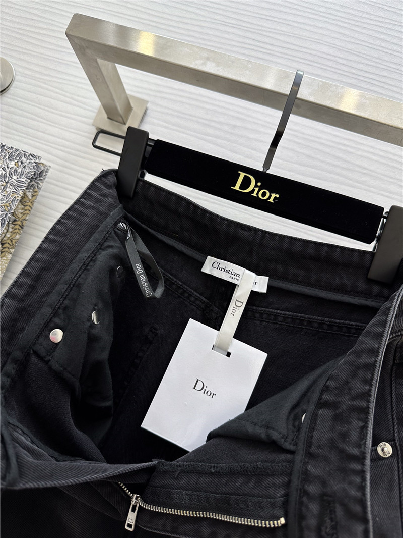 dior logo embroidered hem straight jeans