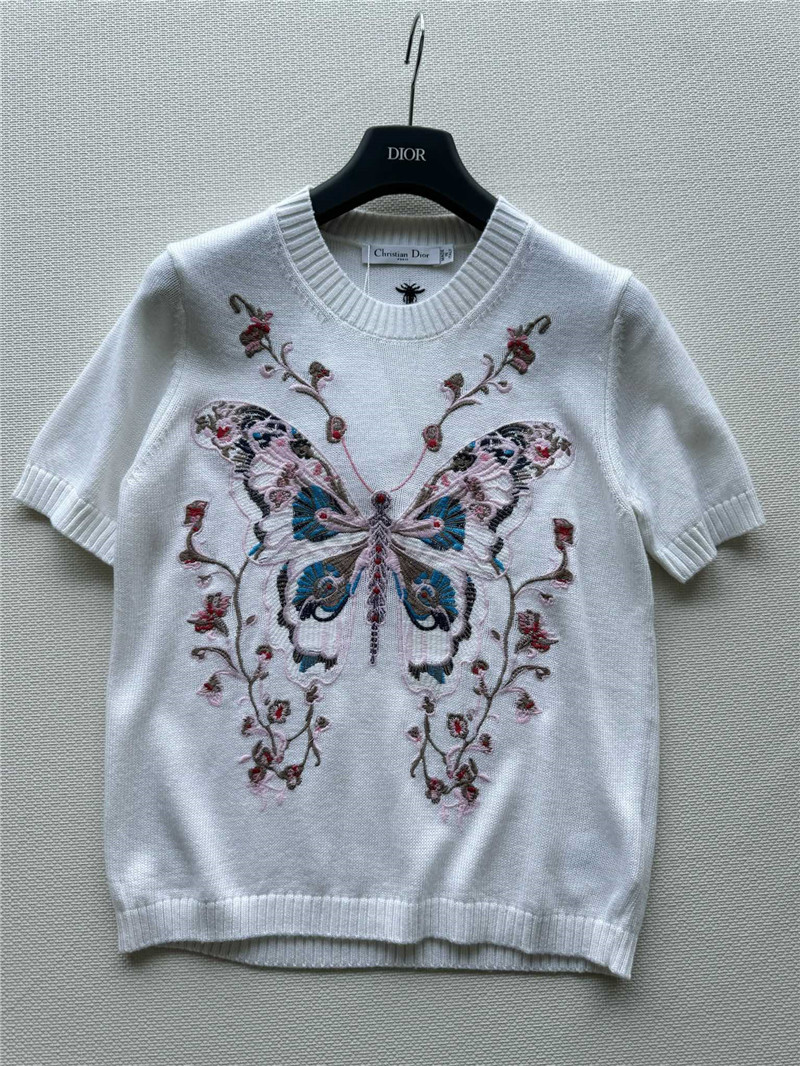 D10r butterfly jacquard embroidered t-shirt