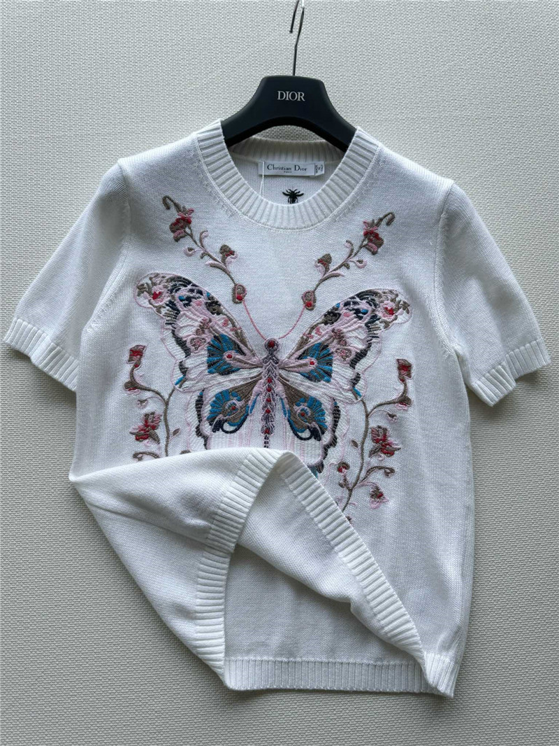 D10r butterfly jacquard embroidered t-shirt