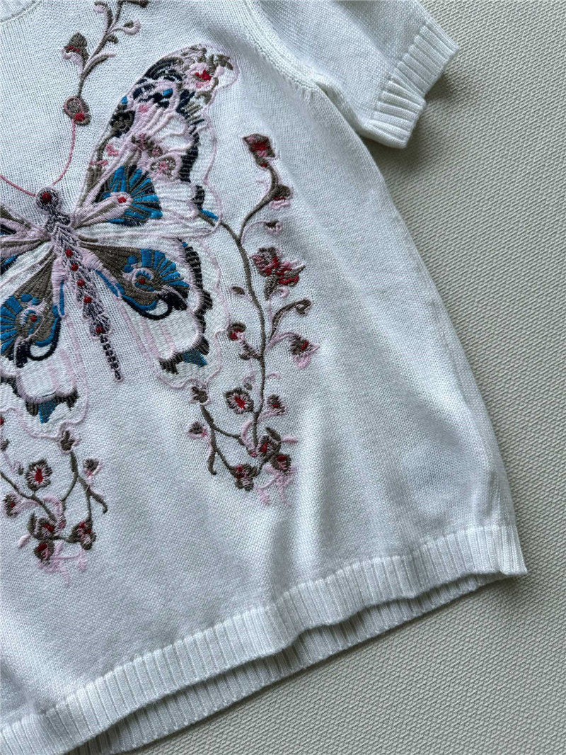 D10r butterfly jacquard embroidered t-shirt