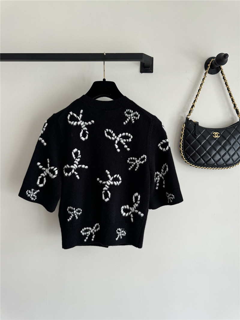 Ch**el three-dimensional bow crocheted knitted vest top