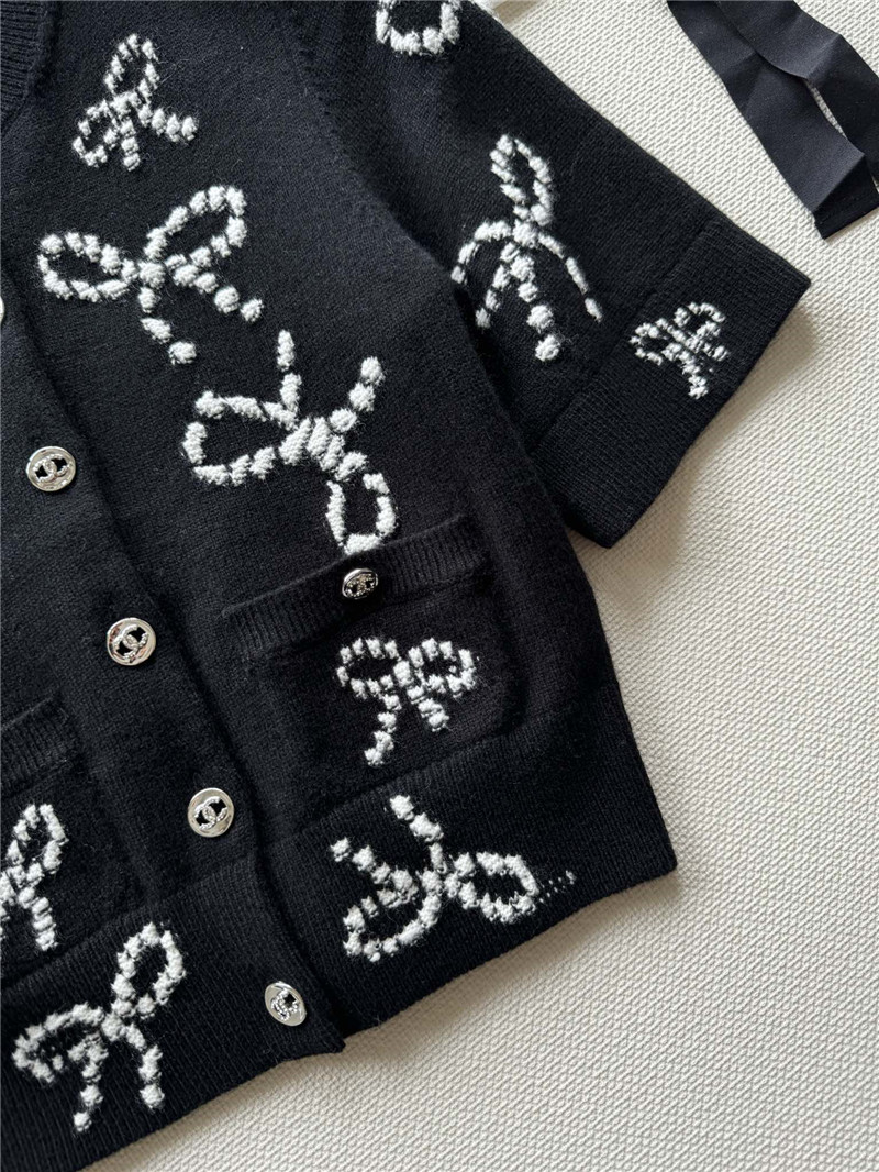 Ch**el three-dimensional bow crocheted knitted vest top