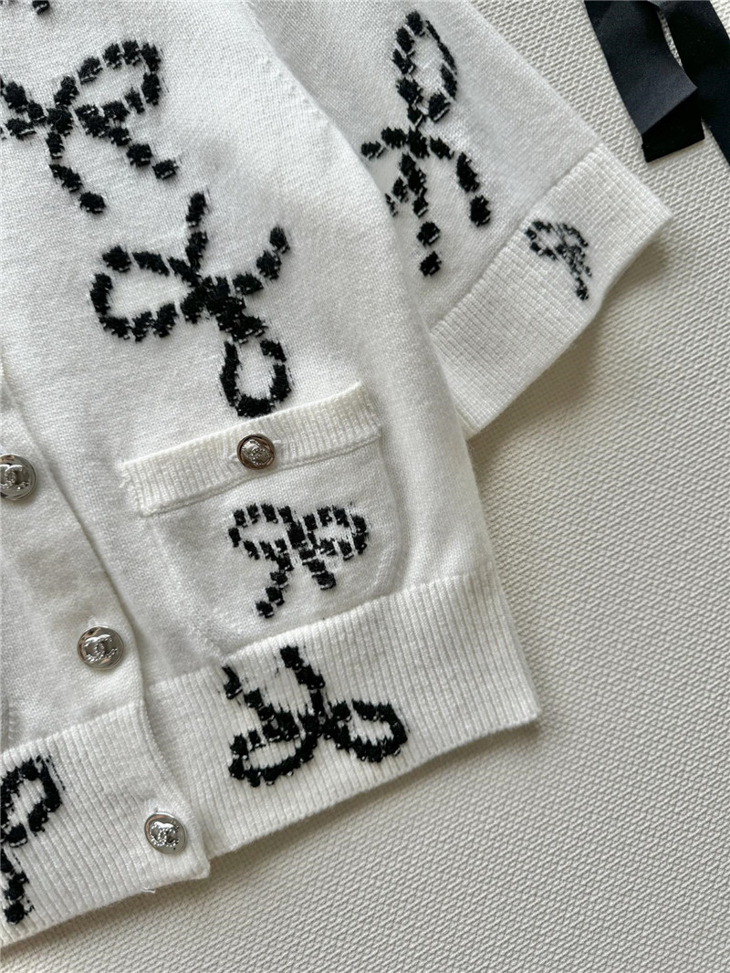 Ch**el full bow jacquard knitted cardigan