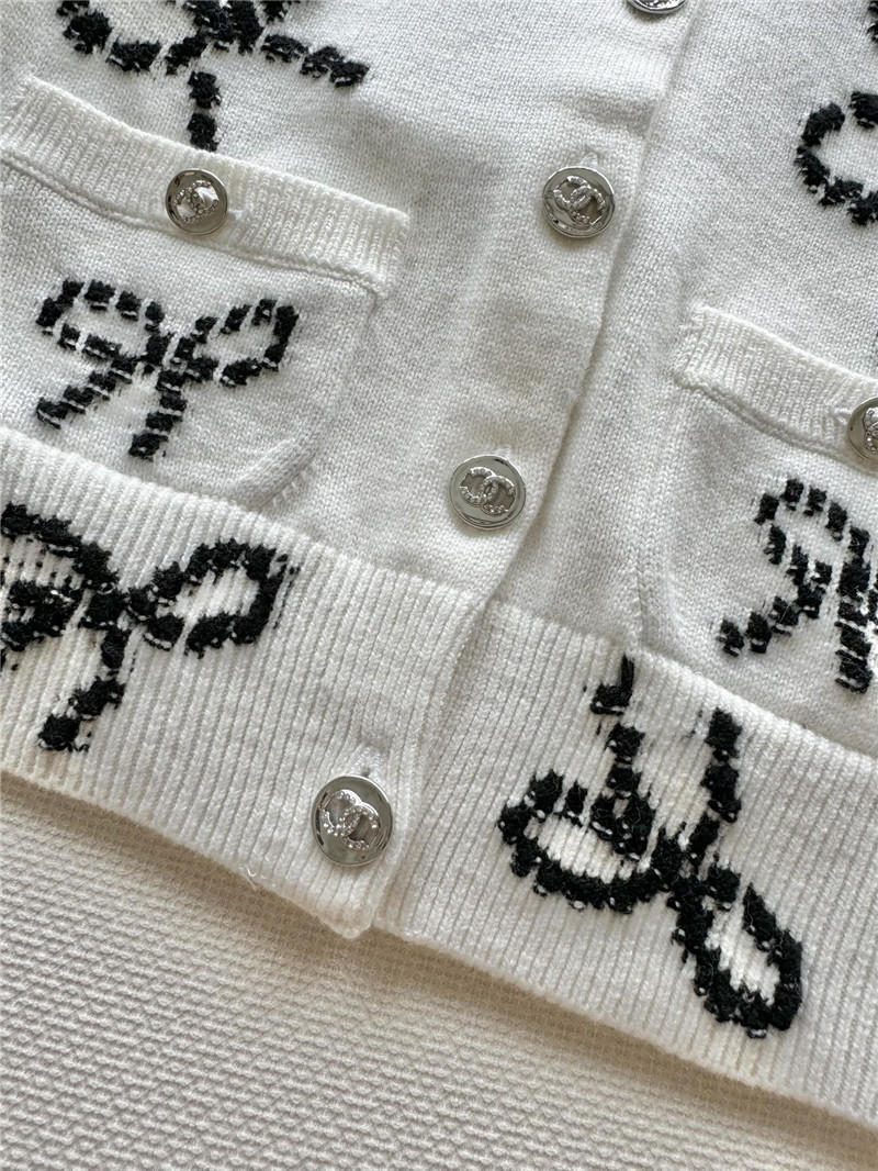 Ch**el full bow jacquard knitted cardigan