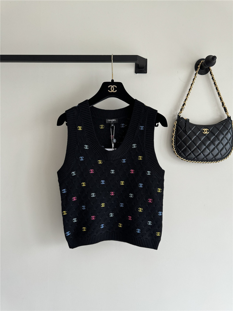 Chanel Colorful Full Logo Vest Black