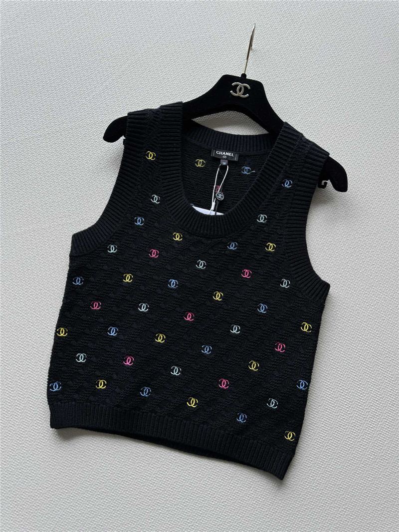 Chanel Colorful Full Logo Vest Black