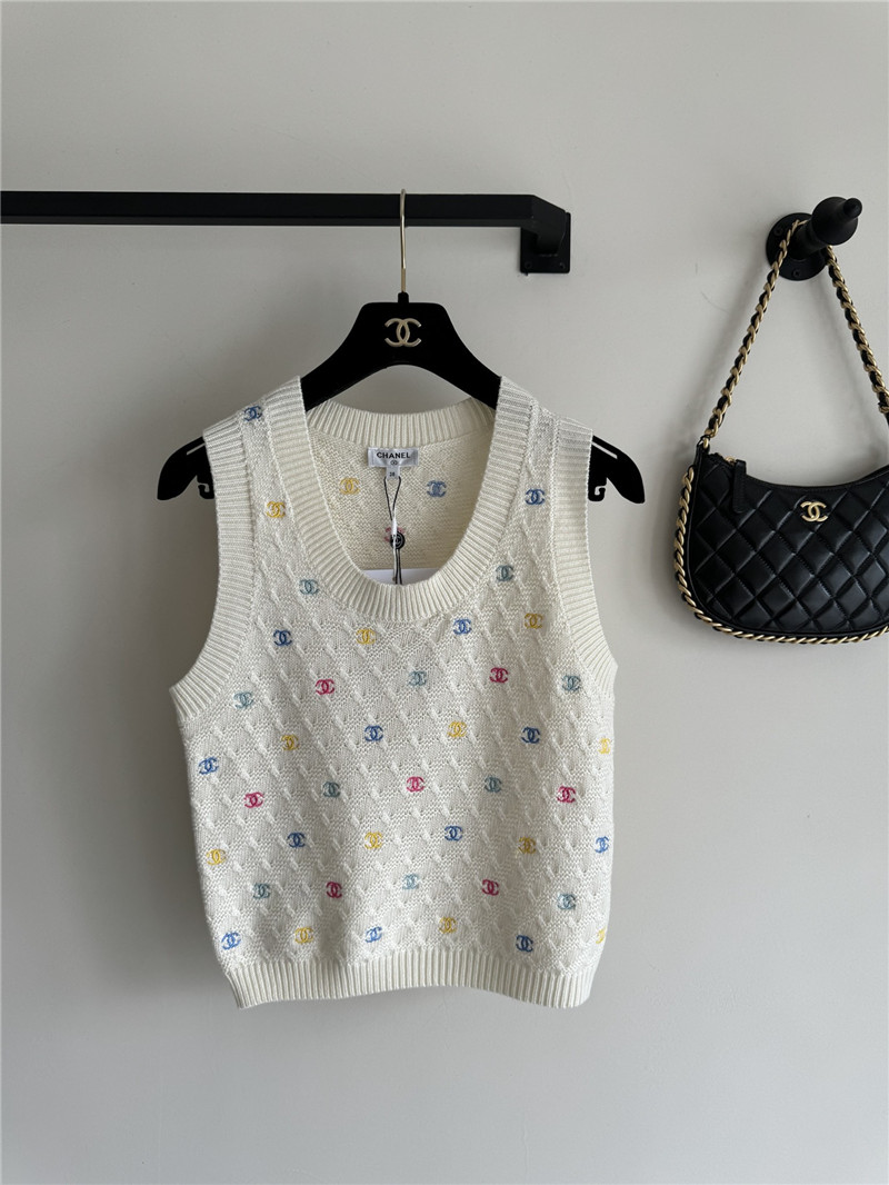 Chanel Colorful Full Logo Vest White