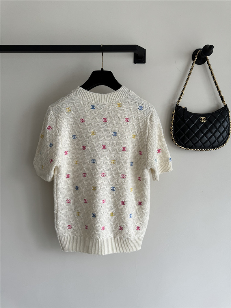 Chanel Colorful Logo Knit T-Shirt White