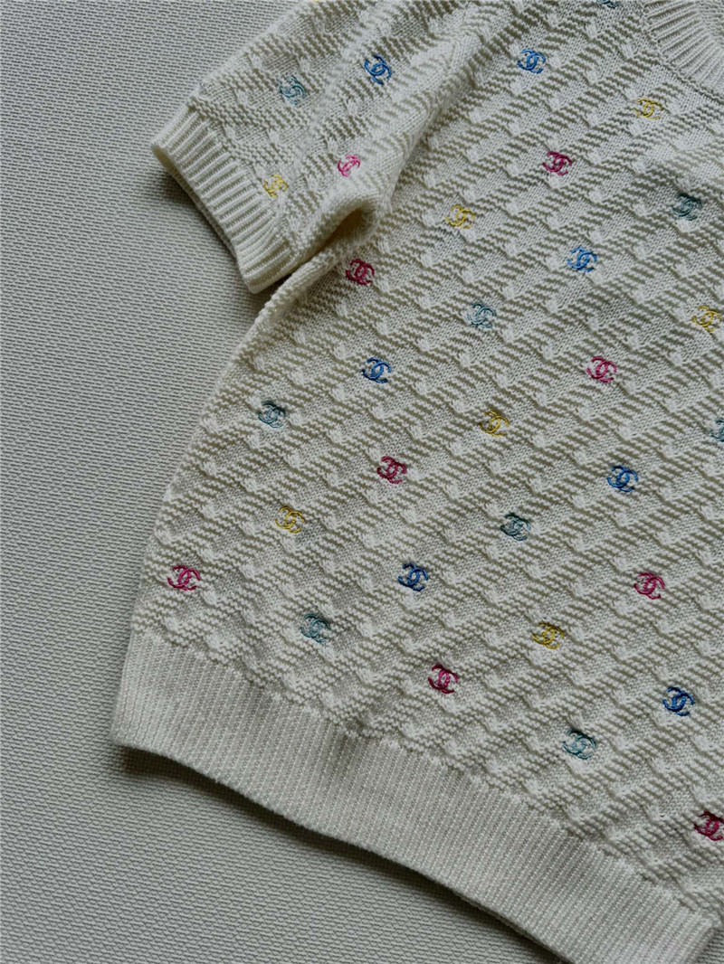 Chanel Colorful Logo Knit T-Shirt White