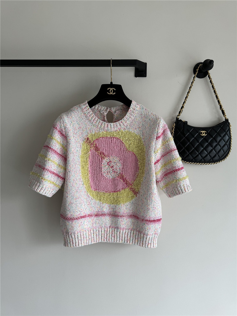 Chanel Pink Striped Knitted T-Shirt