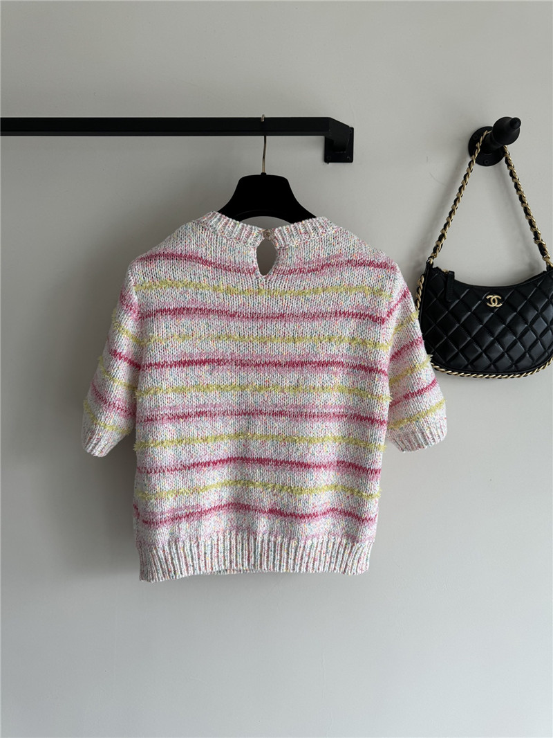 Chanel Pink Striped Knitted T-Shirt