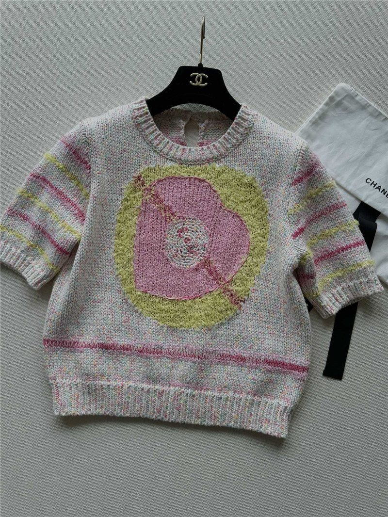 Chanel Pink Striped Knitted T-Shirt