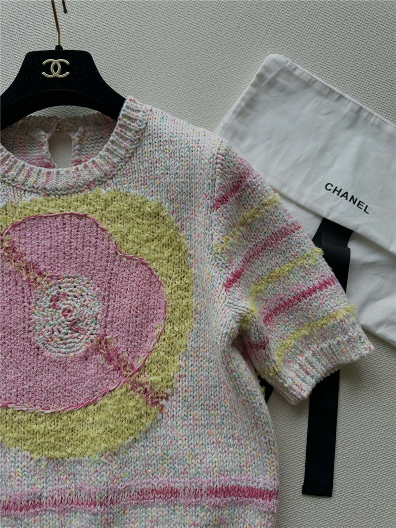 Chanel Pink Striped Knitted T-Shirt