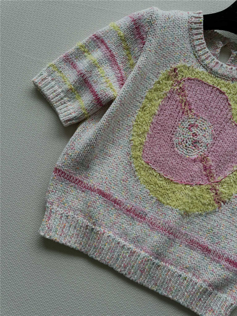 Chanel Pink Striped Knitted T-Shirt